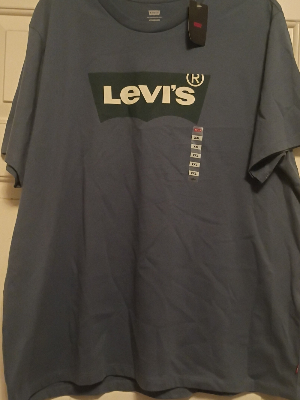 Levi's Blue Short-Sleeve Logo Tee with White Chest Print